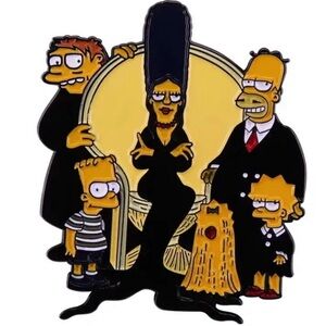 Brand New Addams Family Simpsons Enamel Pin